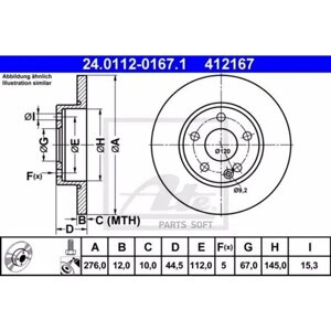 ATE 24.0112-0167.1 диск торм MER W169 04- пер не вент L/R 276X12
