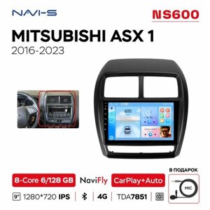 Автомагнитола NaviFly NS600 6/128 для Mitsubishi ASX 1 (Мицубиси АСХ 1) 2016 - 2023 для комплектации авто без штатной камеры заднего вида