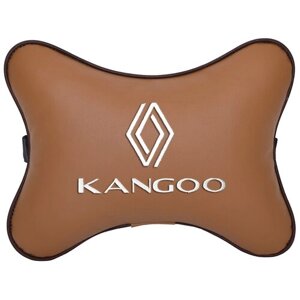 Автомобильная подушка на подголовник экокожа Fox с логотипом автомобиля RENAULT KANGOO