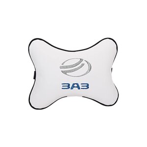 Автомобильная подушка на подголовник экокожа Milk с логотипом автомобиля ZAZ