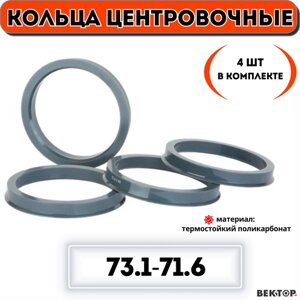 Центровочные кольца для автомобильных дисков 73,1-71,6 "вектор"к-т 4 шт.)