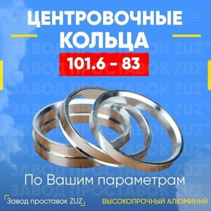 Центровочные кольца для дисков 101.6 - 83 (алюминиевые) 4шт. переходные центрирующие проставочные супинаторы на ступицу