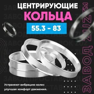 Центровочные кольца для дисков 55.3 - 83 (алюминиевые) 4шт. переходные центрирующие проставочные супинаторы на ступицу