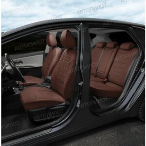 Чехлы для Митсубиси Лансер 10 седан комплектация invite (2007-2011) / Премиум авточехлы на сиденья Mitsubishi Lancer 10 Sd, темно-коричневый