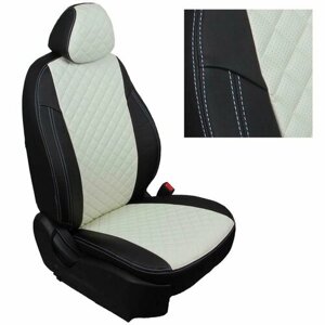 Чехлы на автомобильные сидения Автопилот для Hyundai Accent с 99-11г. (Экокожа ромб, Черный + Белый)