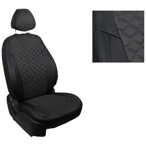 Чехлы на автомобильные сиденья Автопилот для Mitsubishi Lancer 10 Hb с 07-11г. (комплектация intence) с увеличенной поддержкой / Ромб / цвет Черный + Серый