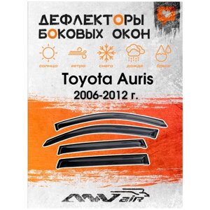 Дефлекторы боковых окон на Toyota Auris 2006-2012 г. Ветровики на Тойота Аурис