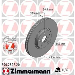 Диск торм. лев. toyota/LEXUS GS 300/350/400/430/450h/460, IS III 200,250,300h,350 zimmermann / арт. 590282220 -1 шт)