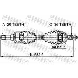 Febest 2114CB4lh привод перний евый 26X586X36