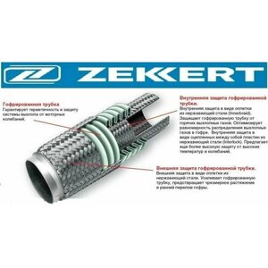 Гофра глушителя Бренд ZEKKERT для автомобилей / диаметр на длину 40x160 мм Innerbraid
