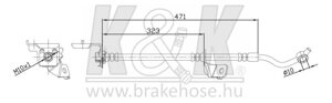 K&K FT0820 Шланг тормозной передн прав HYUNDAI: ix35 (LM) 1.7 CRDi 11.10-