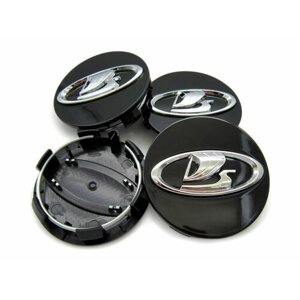 Колпачки заглушки на литые диски Лада 58/50/11, черные, комплект 4 шт.