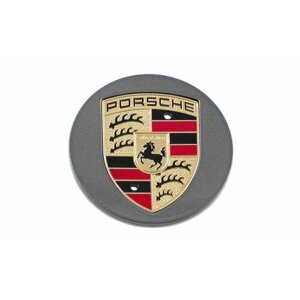 Колпак на ступицу для Porsche серый с золотым гербом 65 мм 1шт