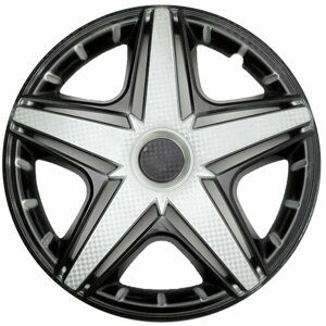 Колпаки на колеса STAR NHL SUPER BLACK R15, комплект 4шт, на диски радиус 15, легковой авто, цвет серый, серебристый, черный