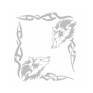 Комплект наклеек на боковое стекло виниловые "волк"вырезанная), наруж/внутр, цвет серебро) (размер листа 29*32см)