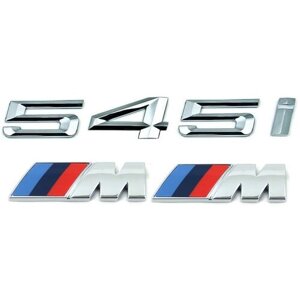 Комплект: шильдик на багажник BMW 545i + 2 эмблемы на крыло M-performance хром
