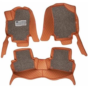 Кожаные 3D коврики Autozs Premium с ворсом для Nissan Qashqai II (2014+коричневые