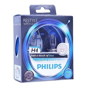 Лампа philips H4 12342 CVPB 12V 60/55W синяя philips-12342CVPBS2