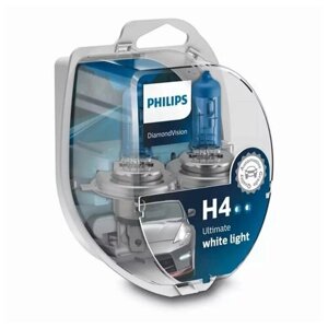 Лампы H4 12V- 60/55W (P43t) (белый холод. свет-голуб. оттен.) Diamond Vision (2шт) Philips