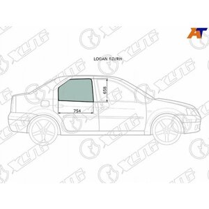 LOGAN RD/RH Стекло боковое опускное (Сзади/ Справа/ Цвет зеленый) Renault Logan 04-Sandero 14-Dacia Logan