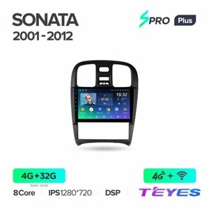 Магнитола Hyundai Sonata EF 2001-2012 Teyes SPRO+ 4/32GB Тиайс, штатная магнитола, 8-ми ядерный процессор, IPS экран, DSP, 4G, Wi-Fi, 2 DIN