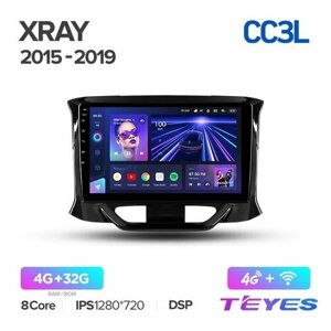 Магнитола LADA Xray 2015-2019 Teyes CC3L 4/32GB, штатная магнитола, 8-ми ядерный процессор, IPS экран, DSP, 4G, Wi-Fi, 2 DIN