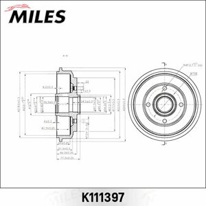 MILES барабан тормозной FORD fiesta 01-fusion 02-без подшипника)