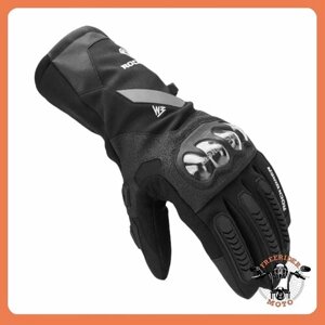 Мотоперчатки перчатки теплые Rock Biker RBG-32 для мотоциклиста на мотоцикл скутер мопед квадроцикл снегоход, черные, L