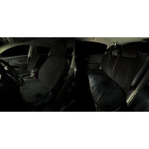 Накидки для Фольксваген Кадди (2015 - 2020) компактвэн / Volkswagen Caddy на весь салон G-Ultra, Велюр, Черный с красной строчкой