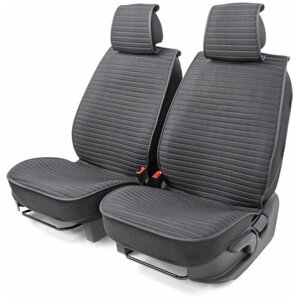 Накидки на передние сиденья Car Performance CUS-2022 BK/GY, 2 шт, алькантара, поролон 8 мм, чёрн. серый