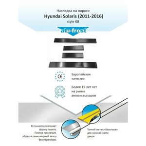 Накладки на пороги для Хендай Солярис 1 / Hyundai Solaris (2011-2016) style 08