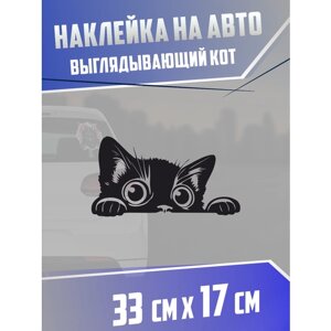 Наклейка на авто Выглядывающий кот