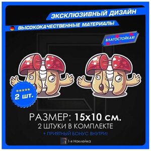 Наклейки стикер на автомобиль на стекло на кузов авто Гриб Мухомор v3 15х10 см 2 шт