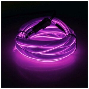 Неоновая нить для подсветки салона, адаптер питания 12 В, 5 м, фиолетовый