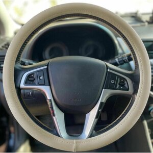 Оплетка на руль БМВ М4 (2014 - 2017) купе / BMW M4, искусственная кожа (высокого качества), Бежевый