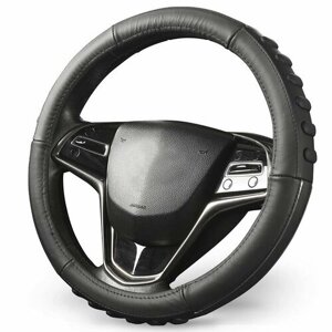 Оплетка на руль Хендай Акцент (2020 - 2024) седан / Hyundai Accent, искусственная кожа и силикон, Черный