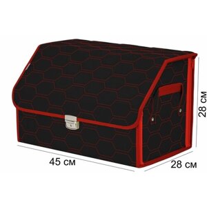 Органайзер-саквояж в багажник "Союз Премиум"размер L). Цвет: черный с красной прострочкой Соты.
