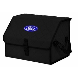 Органайзер-саквояж в багажник "Союз"размер M). Цвет: черный с черной прострочкой Ромб и вышивкой Ford (Форд).