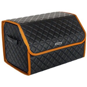 Органайзер в багажник/Органайзер в багажник автомобиля/сумка органайзер (синяя нить - оранжевый кант)/Vicecar/логотип MAZDA