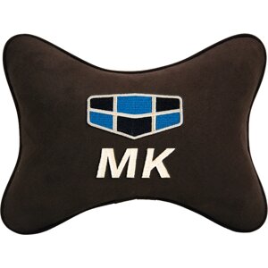 Подушка на подголовник алькантара Coffee с логотипом автомобиля GEELY MK