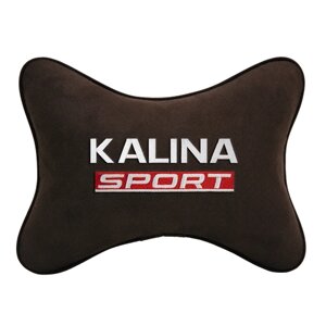 Подушка на подголовник алькантара Coffee с логотипом автомобиля LADA KALINA SPORT