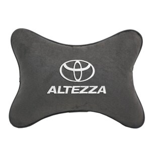 Подушка на подголовник алькантара D. Grey с логотипом автомобиля TOYOTA ALTEZZA
