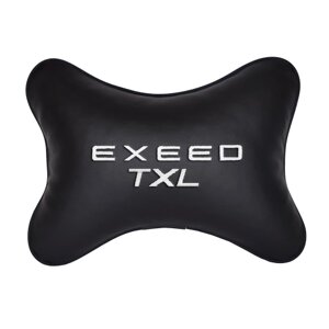 Подушка на подголовник экокожа Black с логотипом автомобиля EXEED TXL