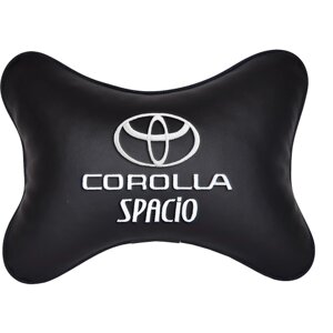 Подушка на подголовник экокожа Black с логотипом автомобиля TOYOTA Corolla Spacio