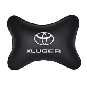 Подушка на подголовник экокожа Black с логотипом автомобиля TOYOTA KLUGER