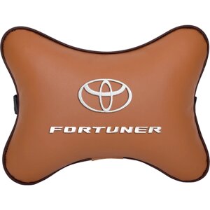Подушка на подголовник экокожа Fox с логотипом автомобиля TOYOTA Fortuner