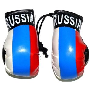 Подвеска Перчатки боксерские большие 12 см в цветах российского флага, присоска