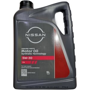 Полусинтетическое моторное масло Nissan 5W-30 C4, 5 л, 1 шт.