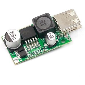Понижающий преобразователь напряжения DC-DC GSMIN LM2596HV 3А (вход 9-48В выход 5В) модуль зарядного устройства USB (Зеленый)