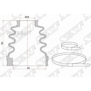 Пыльник шруса внутренний FR FORD FOCUS III 1,4 1,6 (2 хомута. резина)